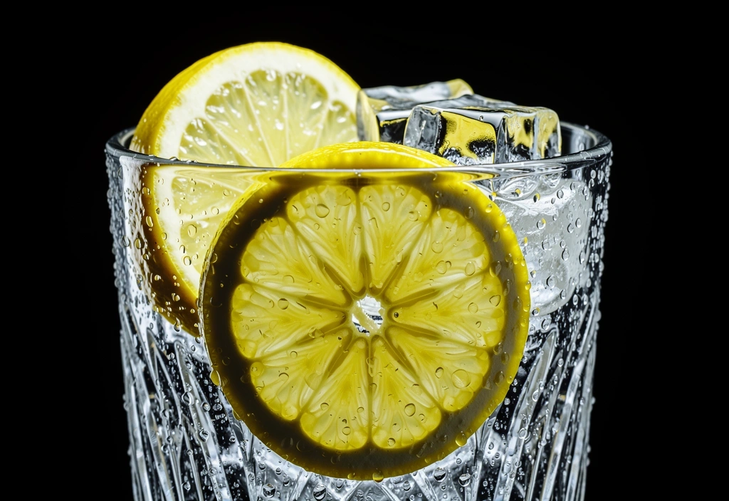 Vaso de agua refrescante con limón